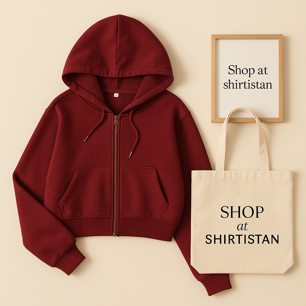 BASIC MAROON CROP ZIPPER HOOD