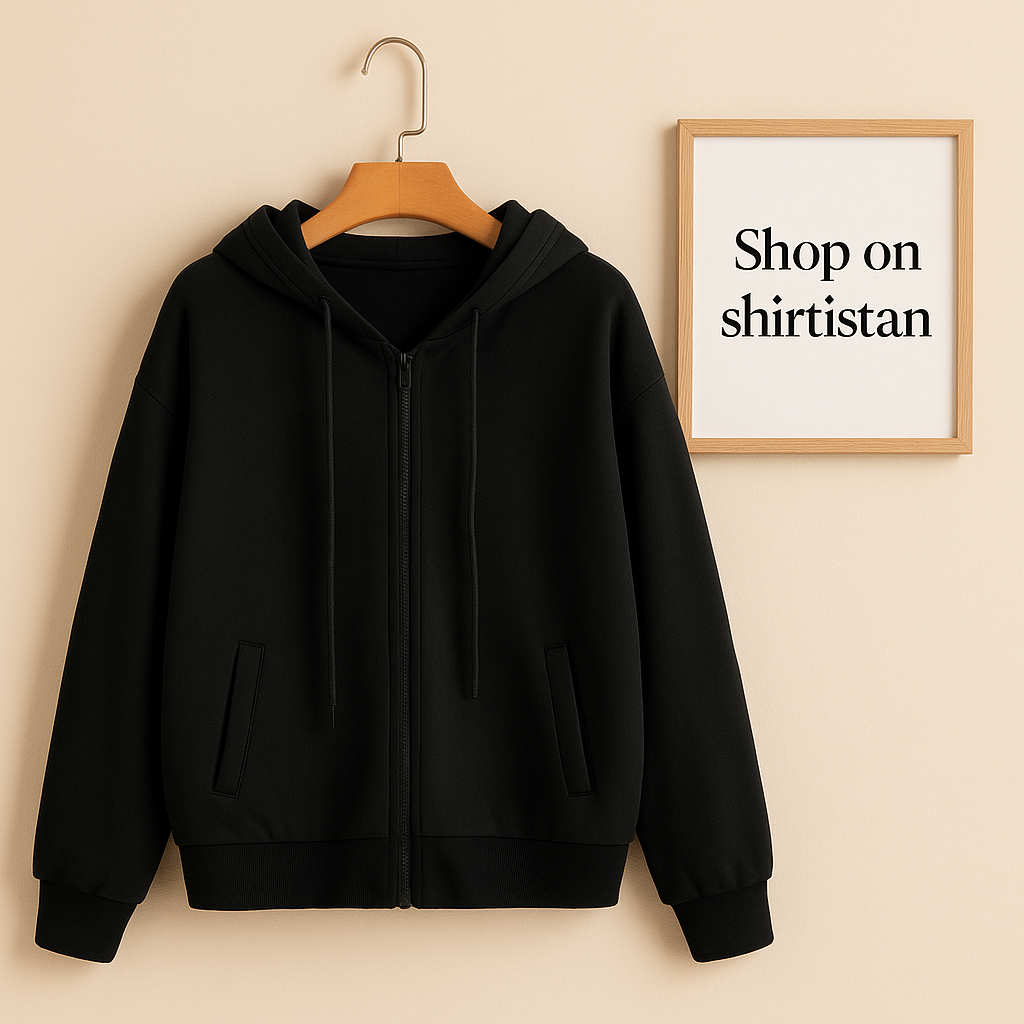 Basic Black Zipper Hoodie