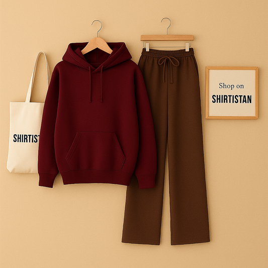 MAROON HOODIE WITH BROWN FLAPPER