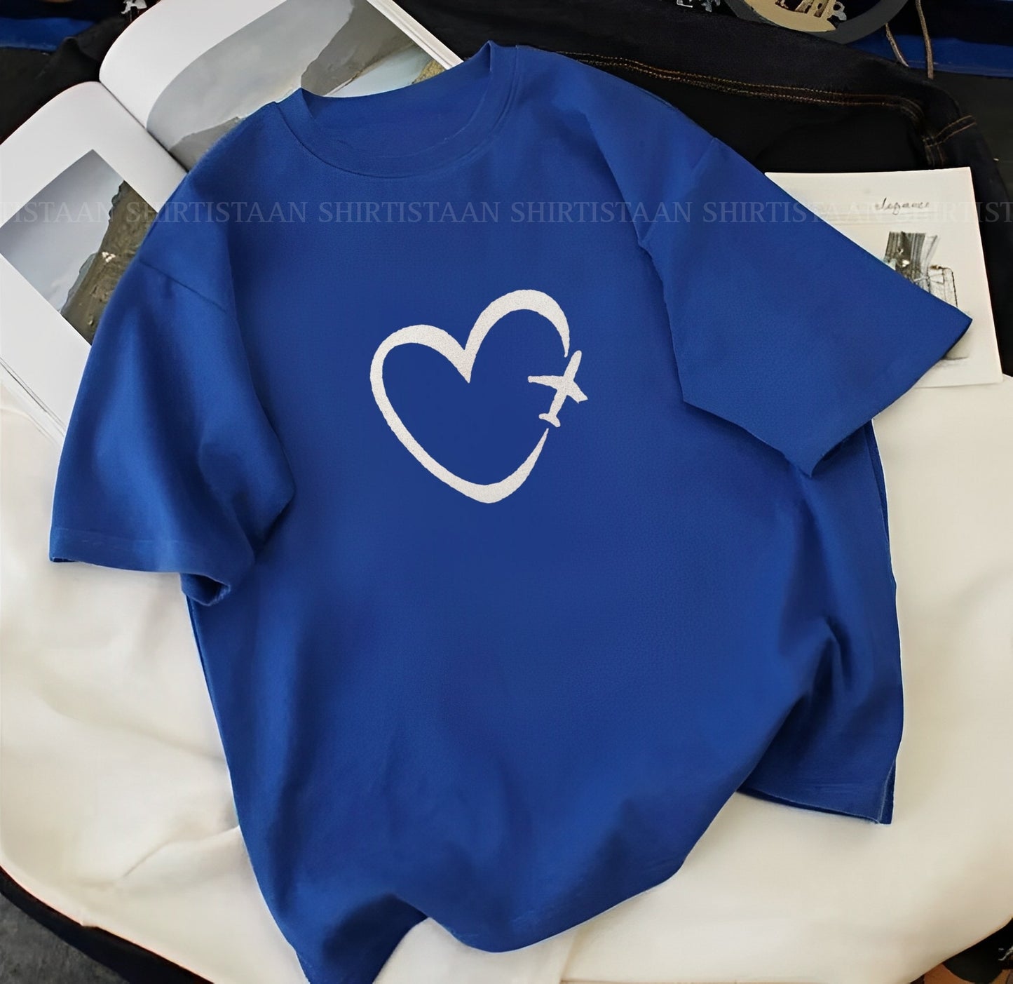 AEROPLANE HEART ROYAL BLUE TSHIRT