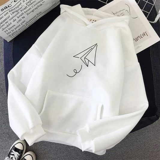 WHITE PAPER PLANE HOODIE