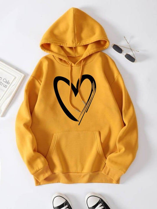 YELLOW HOODIE SHREDED HEART