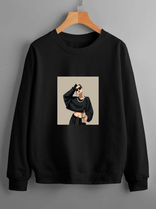 BLACK NECKLACE GIRL SWEATSHIRT