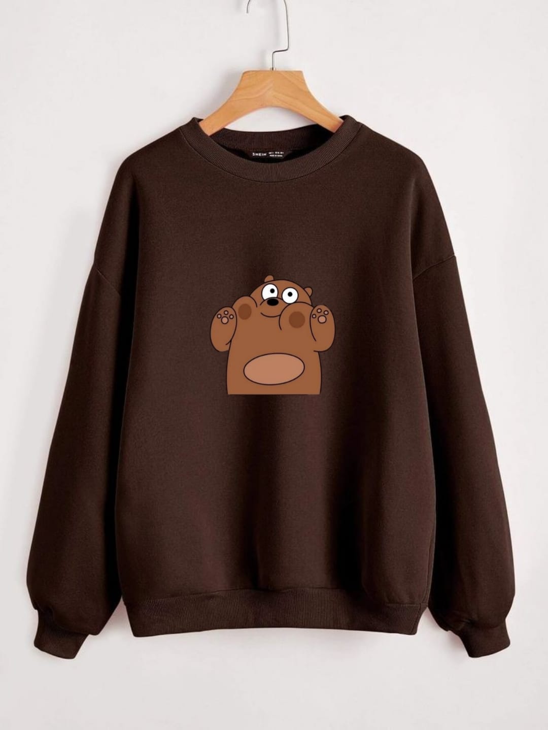 DARK BROWN SWEATSHIRT WITH BROWN BEAR