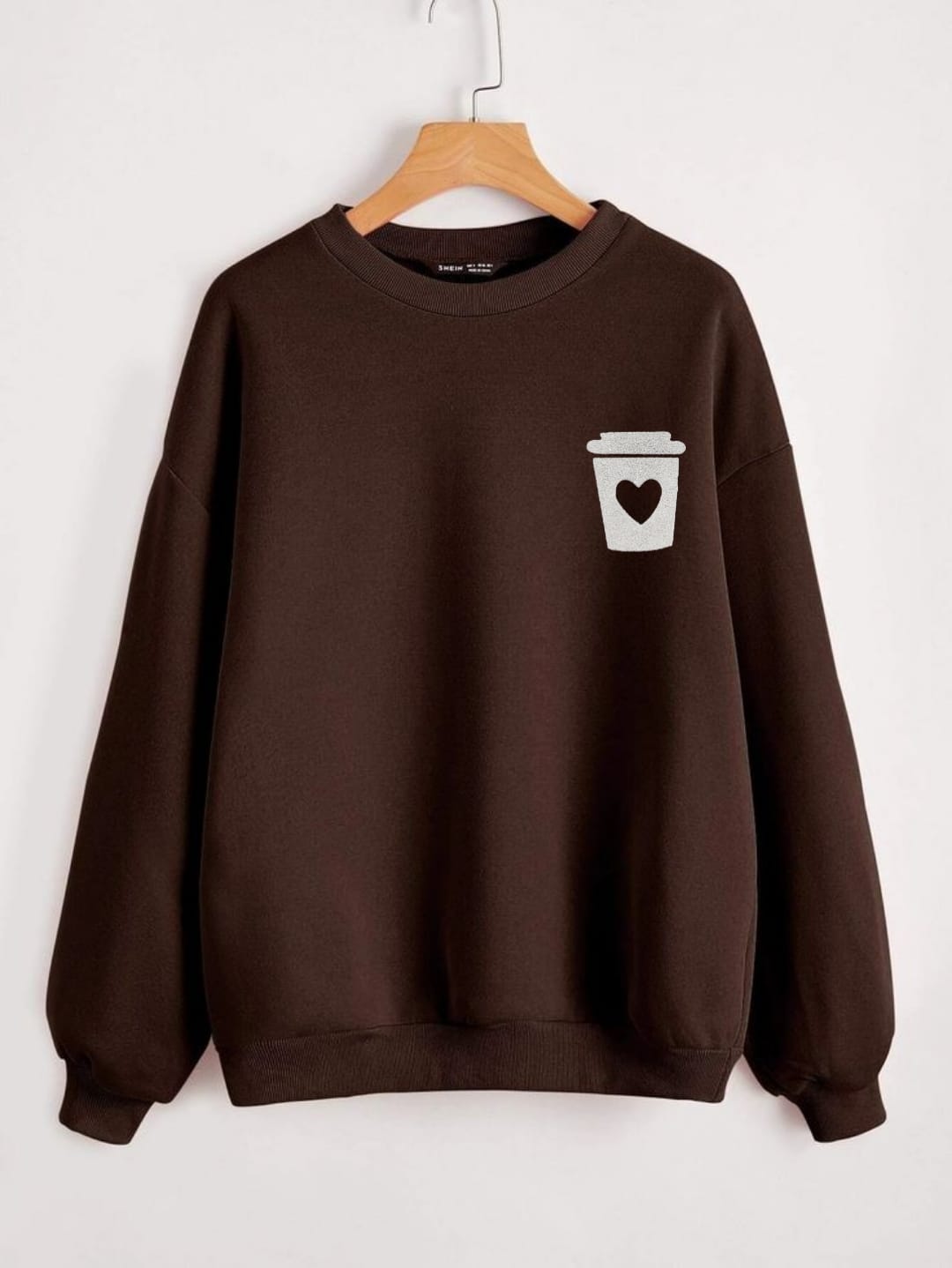 DARK BROWN SWEAT WITH COFFE CUP POCKET