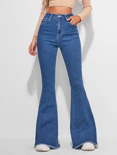 MID BLUE BELL BOTTOM JEANS