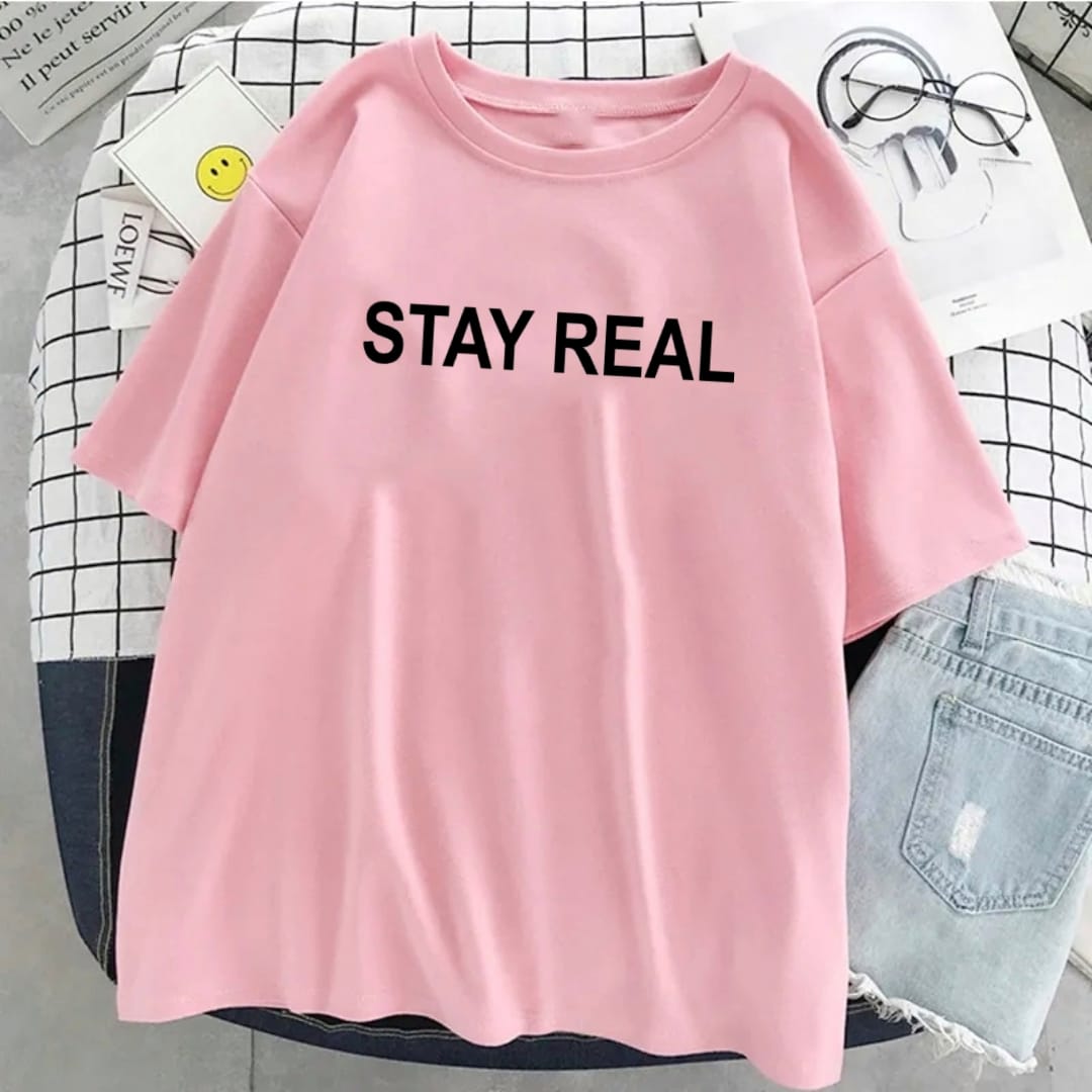 PINK TSHIRT STAY REAL