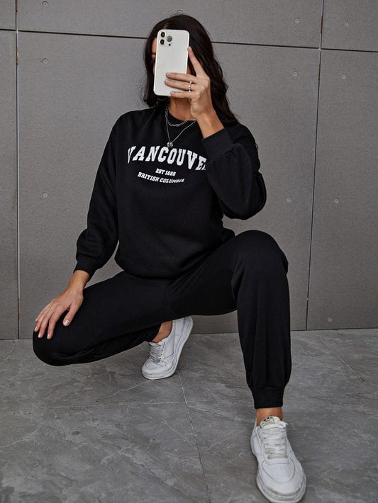 BLACK SWEATSHIRT VANCOUVER WITH BLACK TROUSER