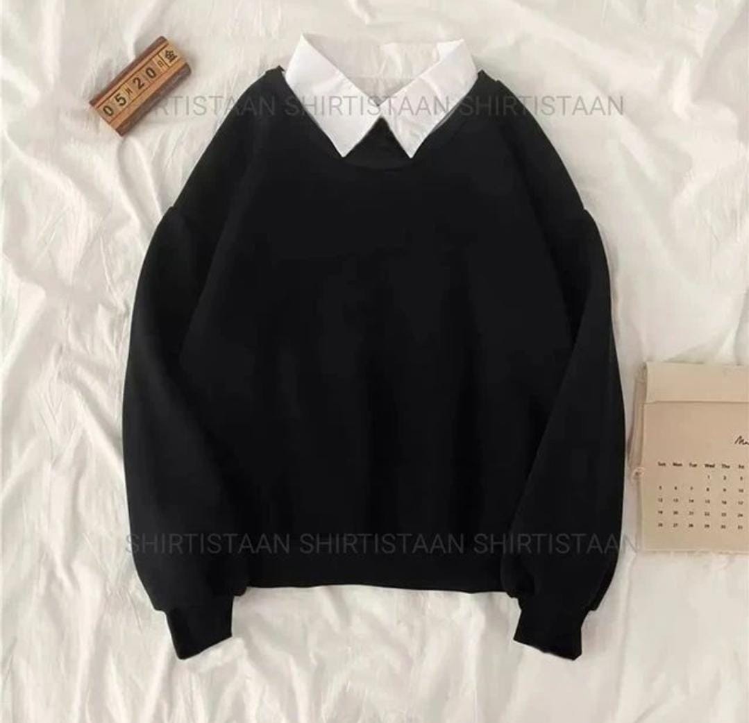 BLACK COLLAR SWEATSHIRT