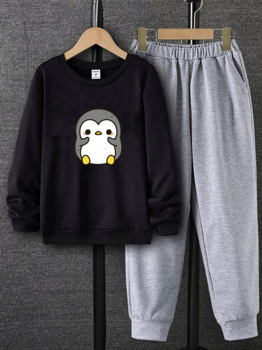 BLACK SWEATSHIRT PINGEUN WITH GREY TROUSER