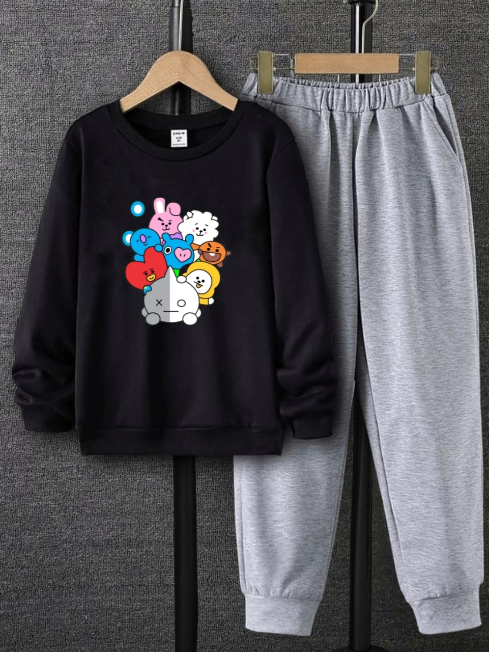 BLACK SWEATSHIRT BT21 WITH GREY TROUSER