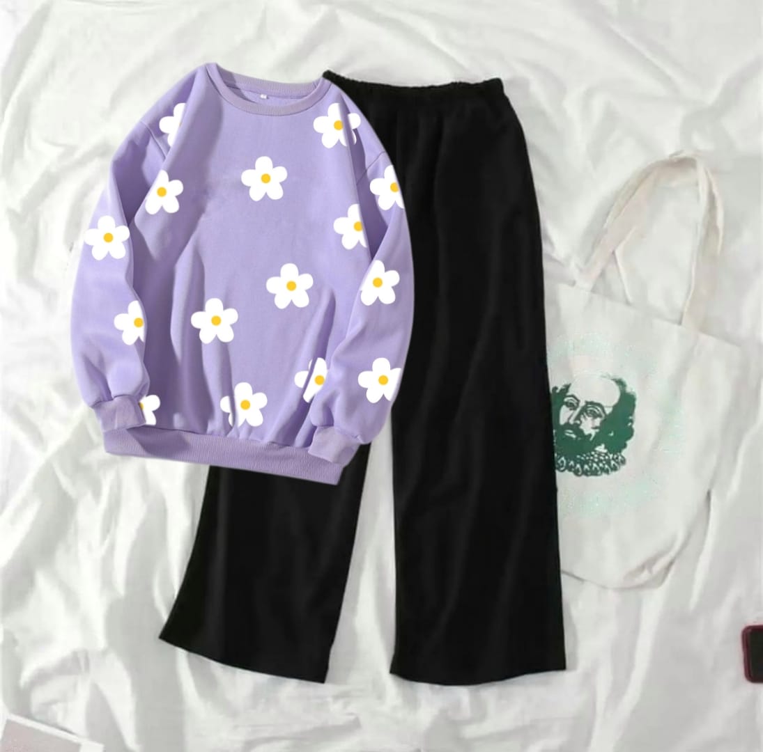 LILAC SWEATSHIRT SUNFLOWER ALLOVER WITH FLAPPER