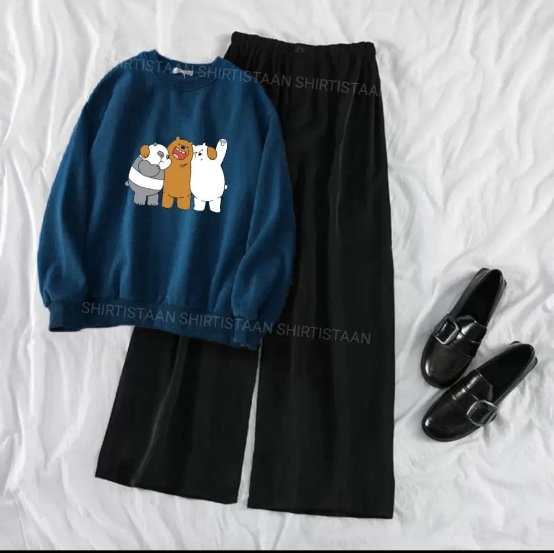 NAVY BLUE SWEATSHIRT TOGETHER BEAR WITH FLAPPER