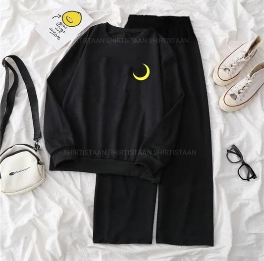 BLACK SWEATSHIRT MOON POCKET WITH FLAPPER