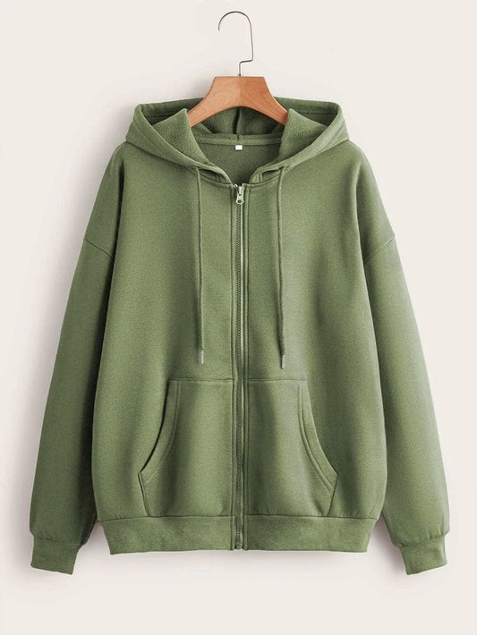 OLIVE GREEN ZIPPER HOODIE