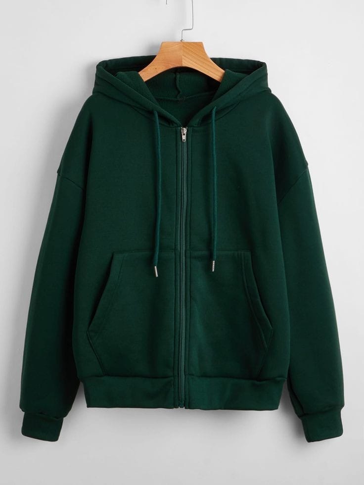 BOTTLE GREEN ZIPPER HOODIE