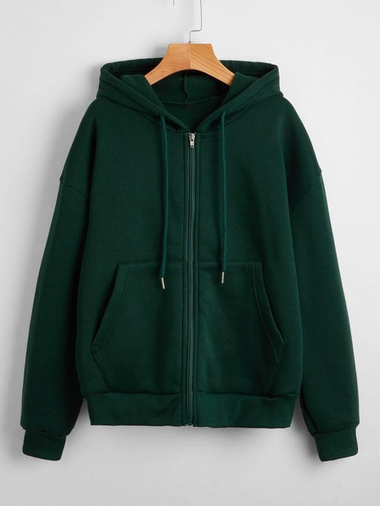 BOTTLE GREEN ZIPPER HOODIE