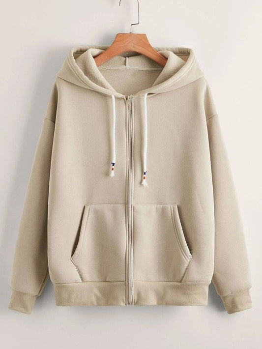 BEIGE ZIPPER HOODIE