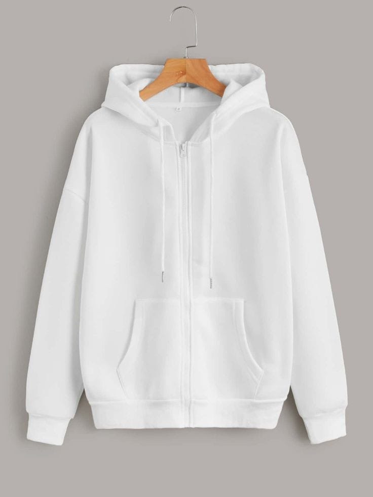 WHITE ZIPPER HOODIE