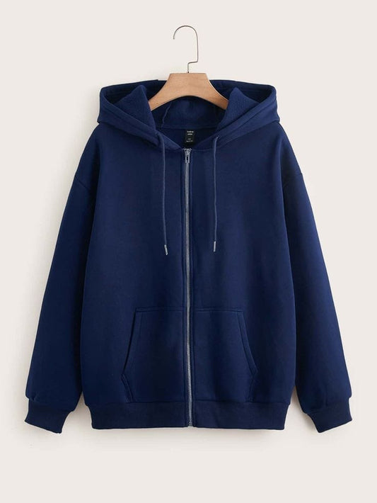 NAVY BLUE ZIPPER HOODIE