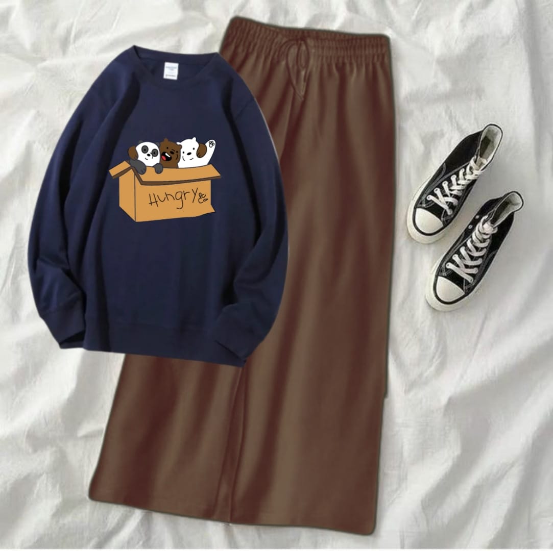 NAVY BLUE FREE BEAR SWEATSHIRT WITH BROWN FLAPPER