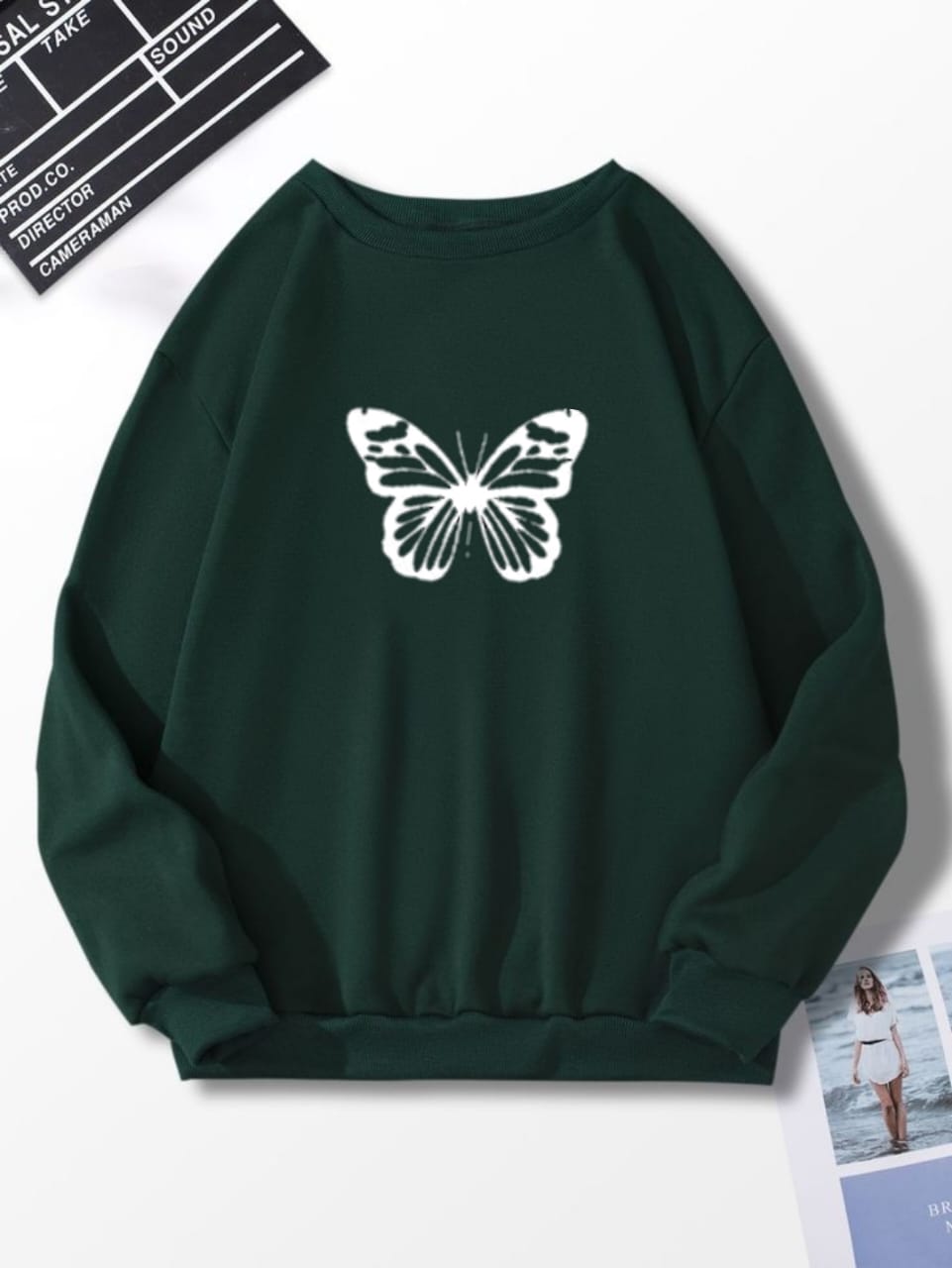 BIG BUTTERFLY BOTTLE GREEN SWEATSHIRT