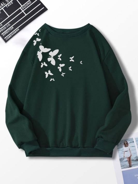 SHOULDER BUTTERFLY BOTTLE GREEN SWEATSHIRT