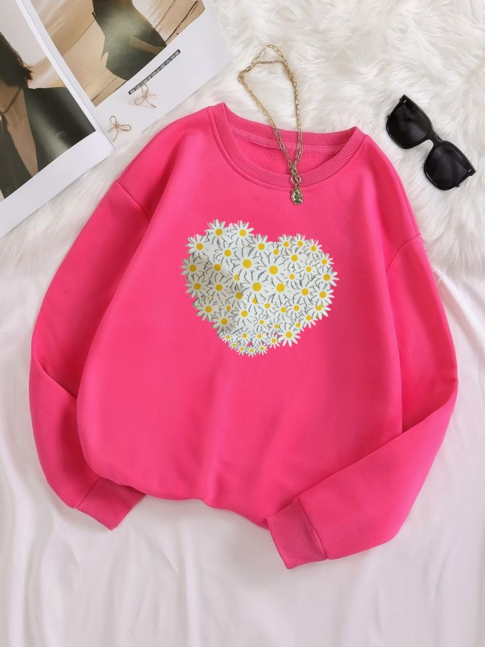 DAISY HEART PINK SWEATSHIRT