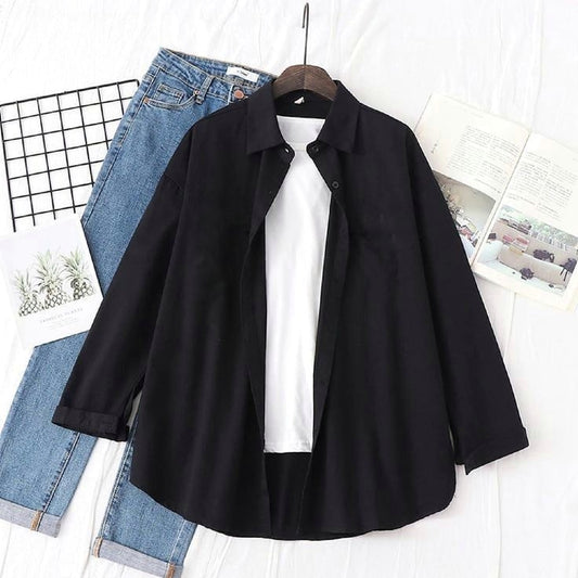 BLACK BUTTON DOWN SHIRT WITH INNER