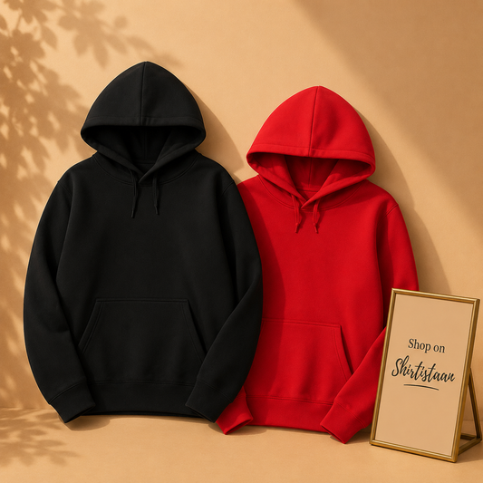 PAIR OF TWO HOODS (BLACK AND RED)