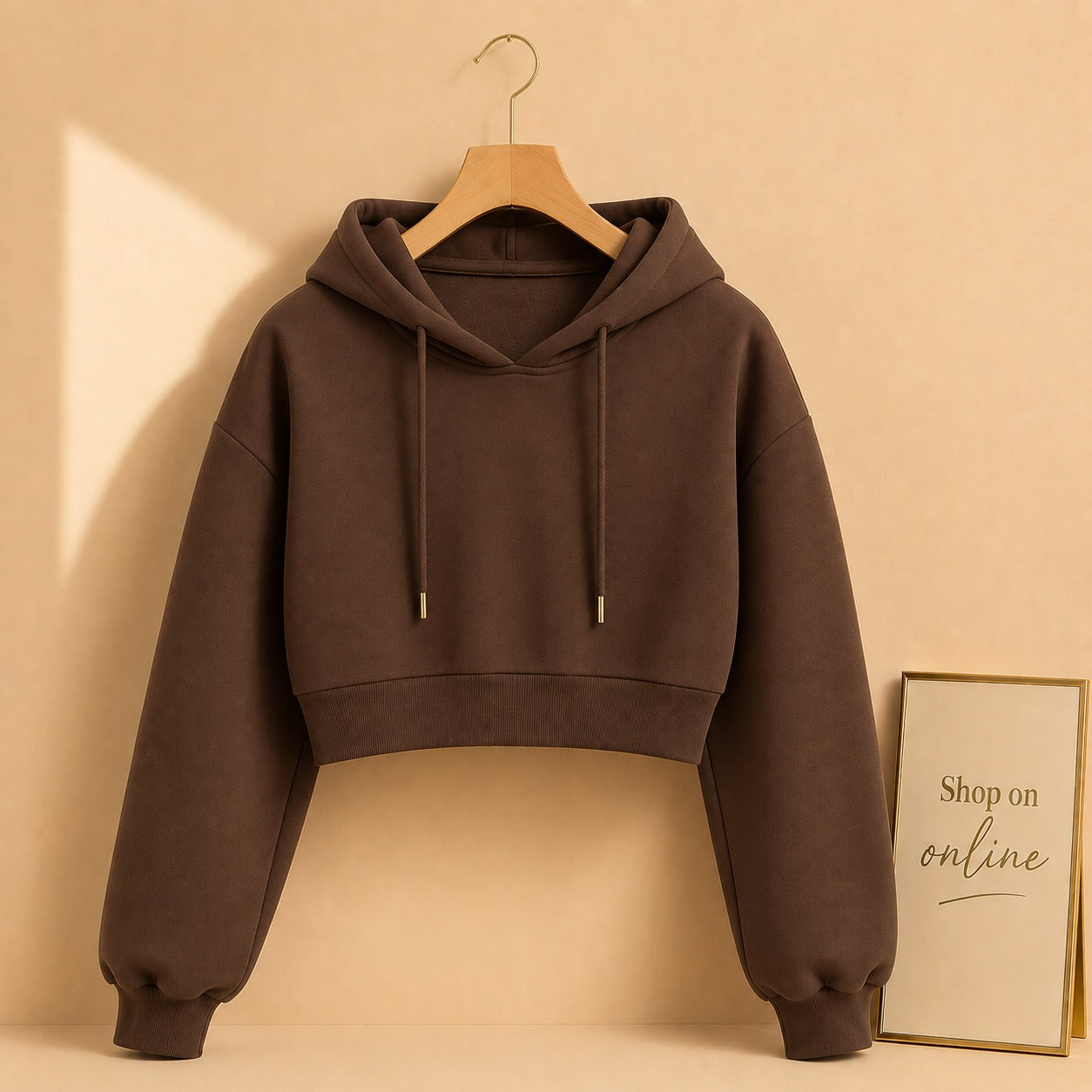 Basic Brown Crop Hoodie