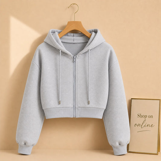 Basic Grey Crop Zipper