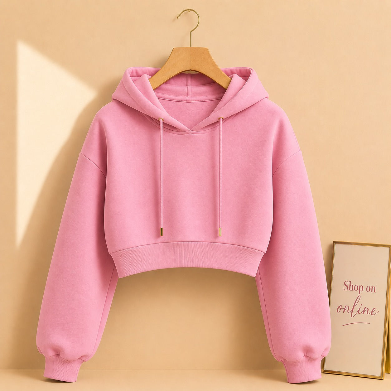 Basic Pink Crop Hoodie
