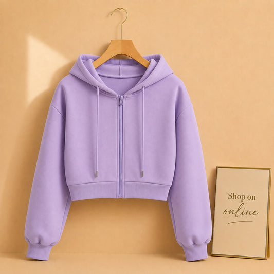 Basic Lilac Crop Zipper