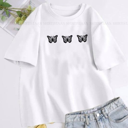 3 BLACK BUTTERFLY WHITE TEE