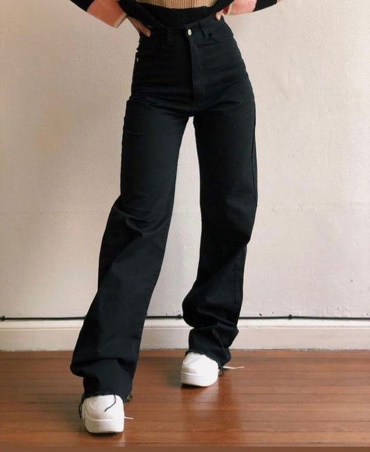 BLACK WIDE STRAIGHT JEANS