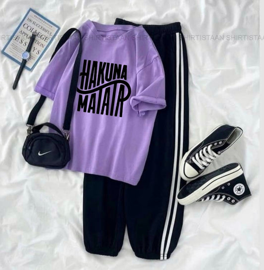 LILAC TSHIRT HAKUNA MATATA WITH STRIPE TROUSER