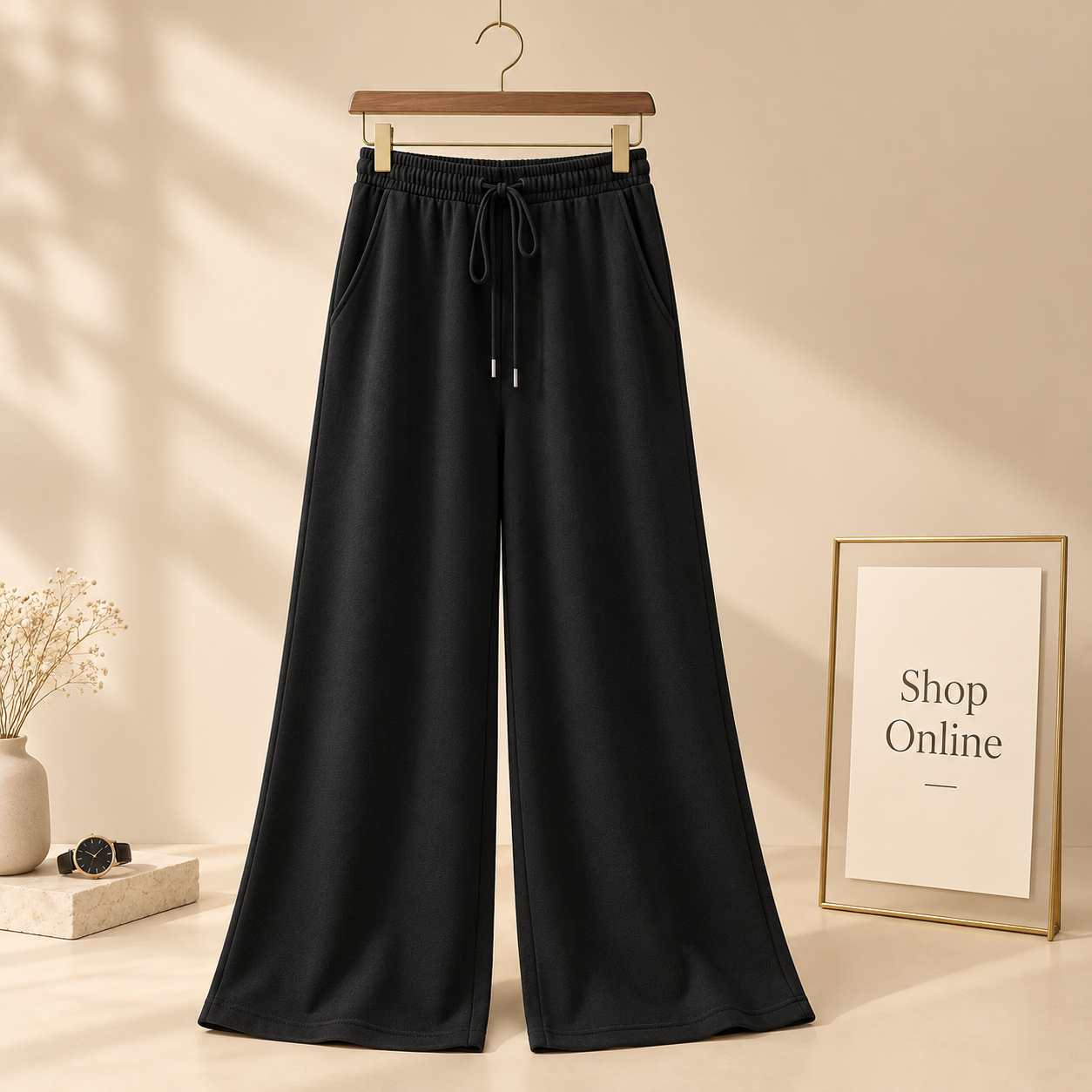 Winter Black Wide leg Trouser