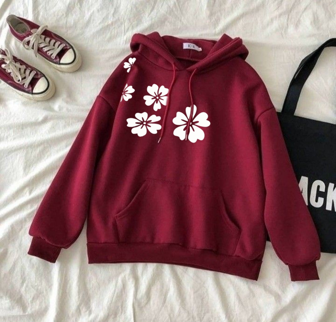 MAROON HOOD SHOULDER FLOWER