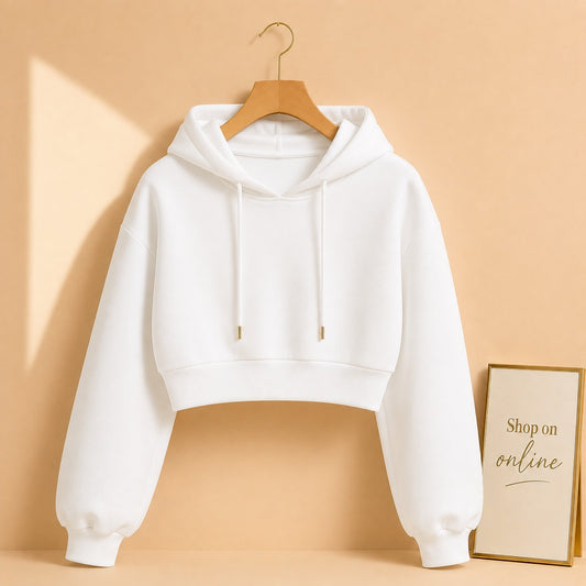 Basic White Crop Hoodie