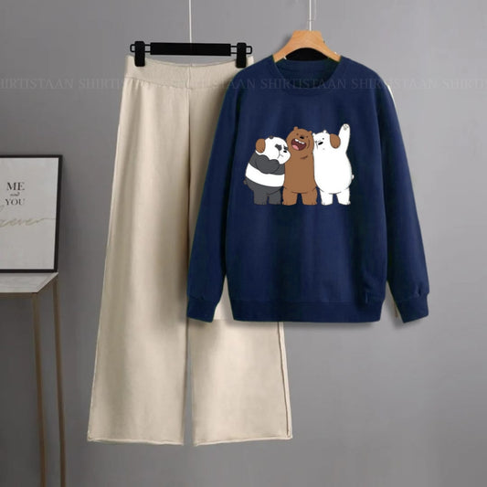 NAVY BLUE SWEAT TOGETHER BEAR WITH BEIGE FLAPPER