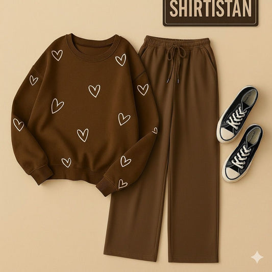 BROWN SWEATSHIRT UNFILLED HEARTTS WITH BROWN FLAPPER