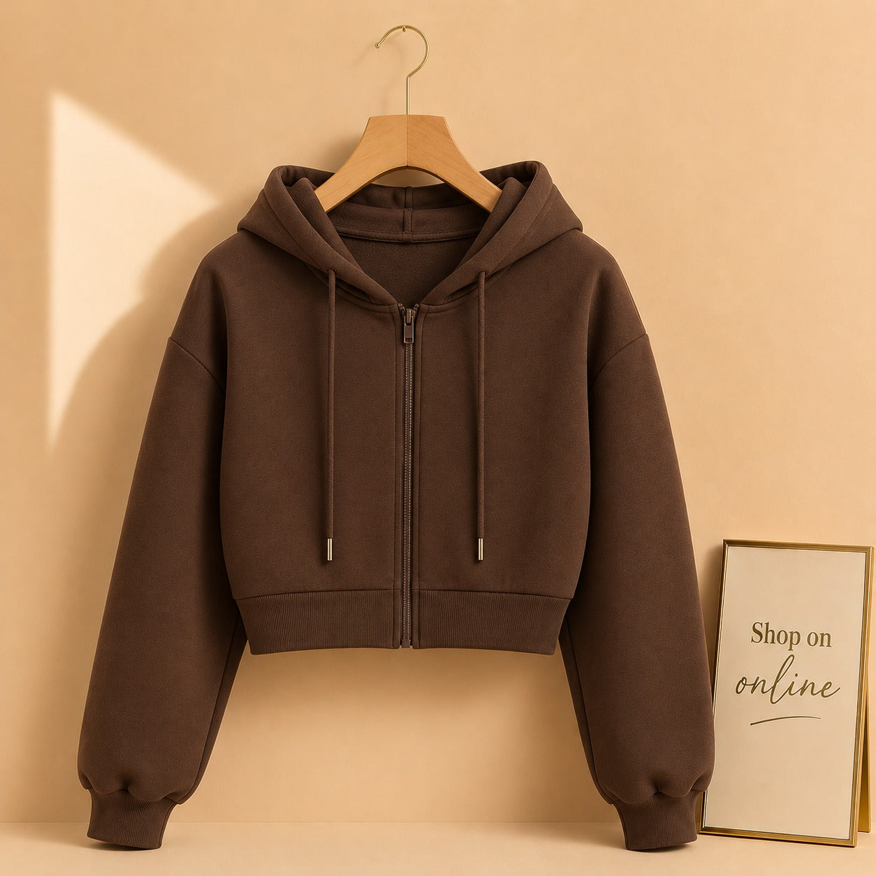 Basic Brown Crop Zipper