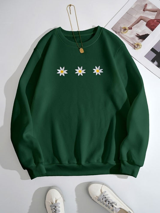 BOTTLE GREEN SWEATSHIRT THREE DAISY