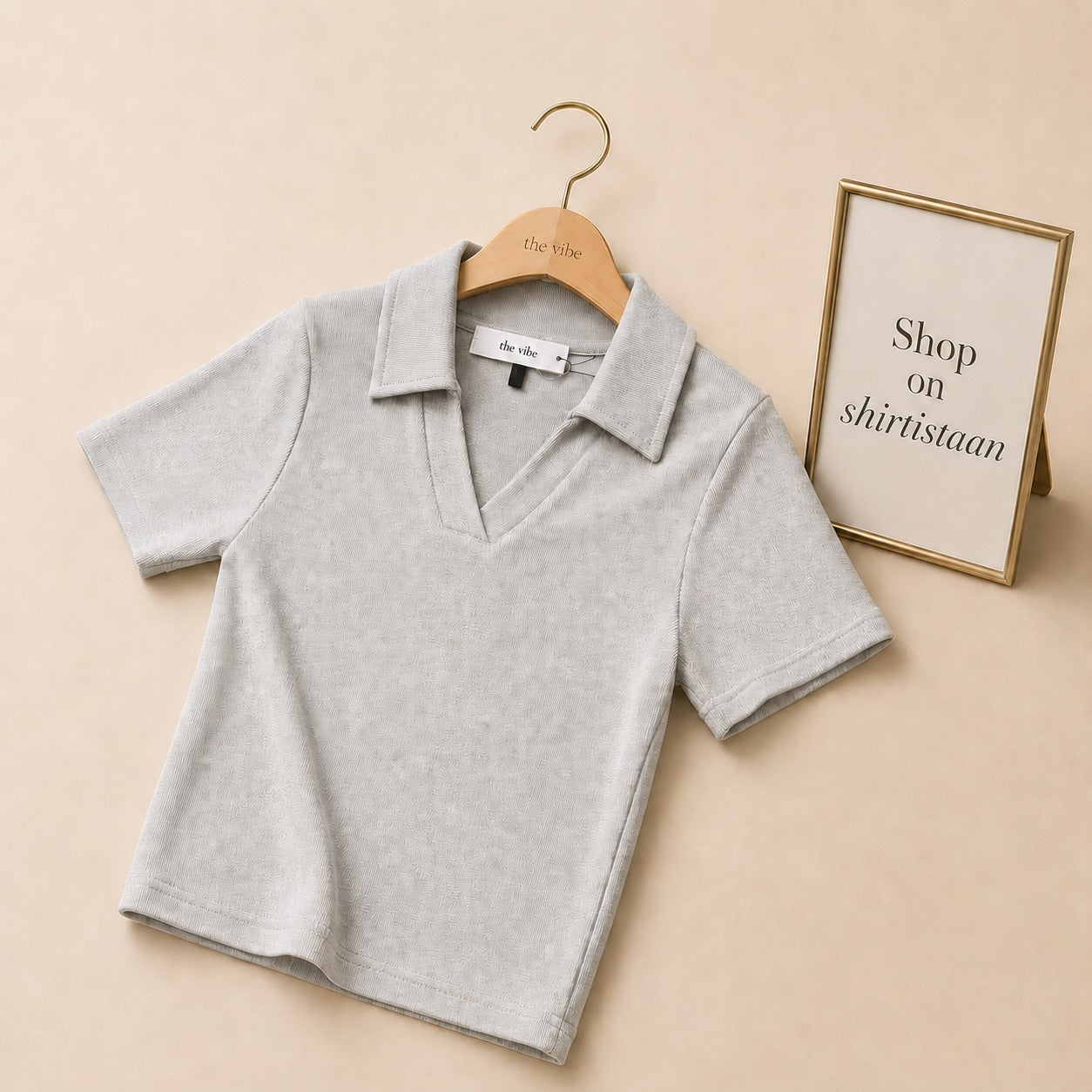 Solid Rib Knit Crop Polo