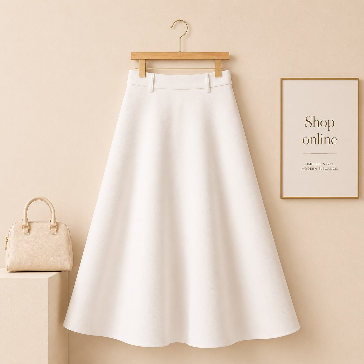White Cotton Twill Skirt