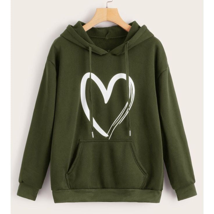 OLIVE GREEN HOOD SHREDDED HEART