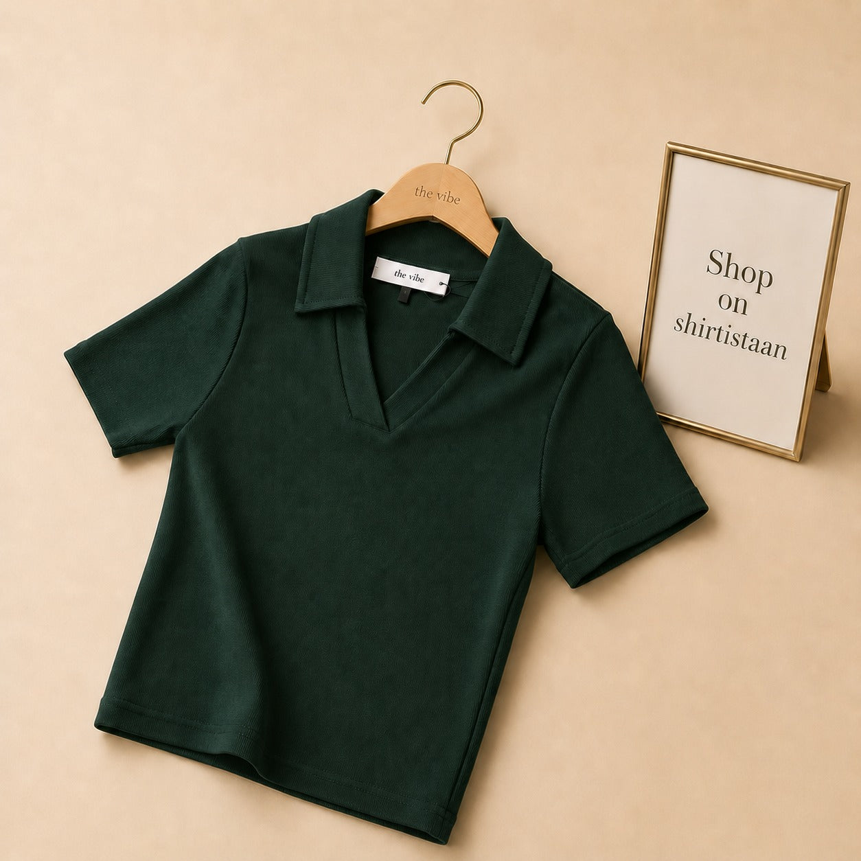 Solid Rib Knit Crop Polo