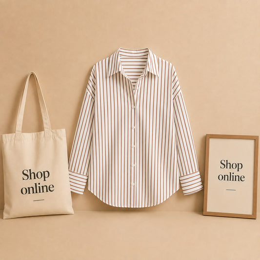Brown & White Striped Button Down Shirt