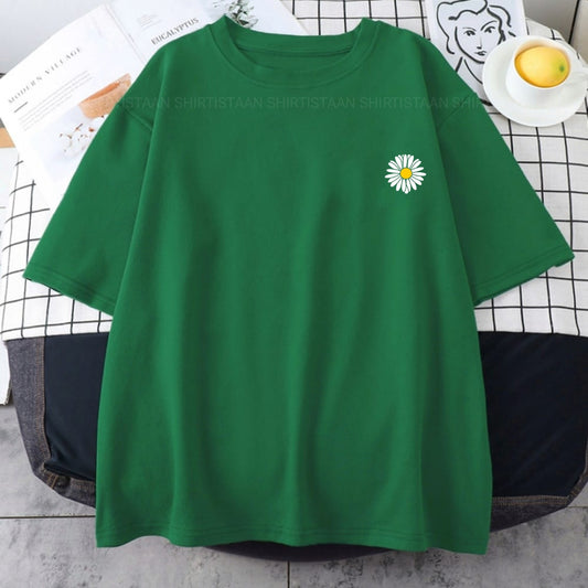 BOTTLE GREEN TEE SUNFLOWER POCKET